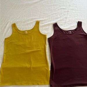 Duluth Trading Co Women’s Tank Tops in Mustard Yellow & Maroon